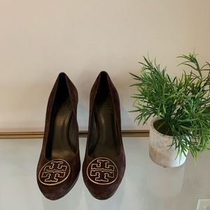 Tory Burch, brown suede heels size 9.5